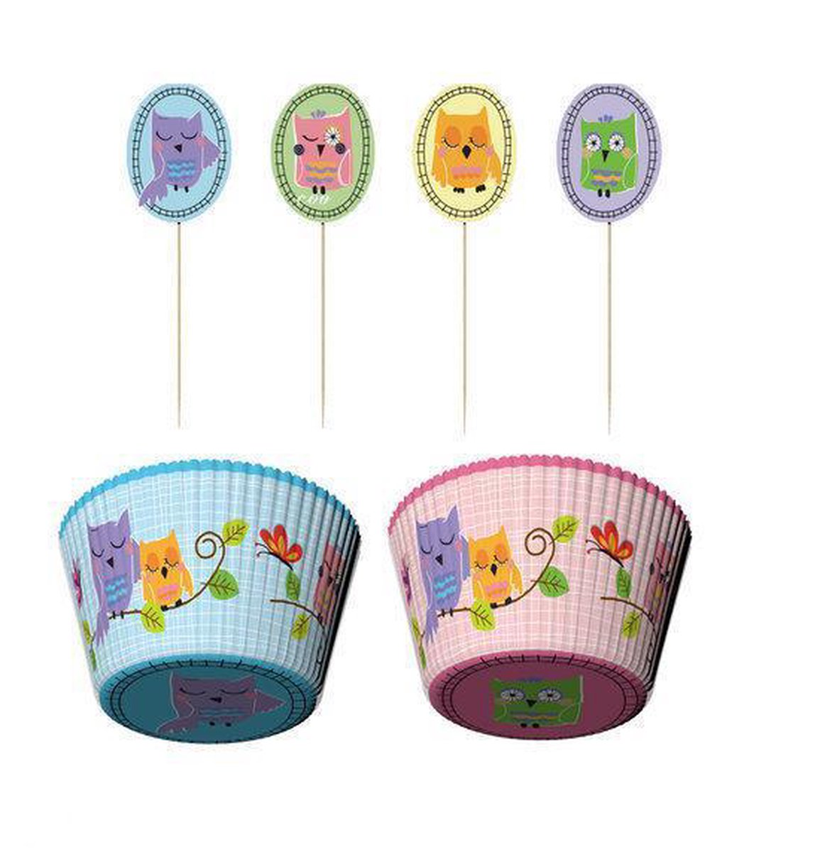 Point-Virgule Baking cup cakes & toppers - Owl Pals - Set van 24