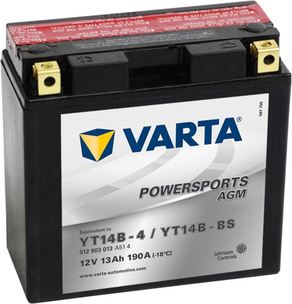 Varta AGM accu 12 V 13 Ah YT14B-4 / YT14B-BS