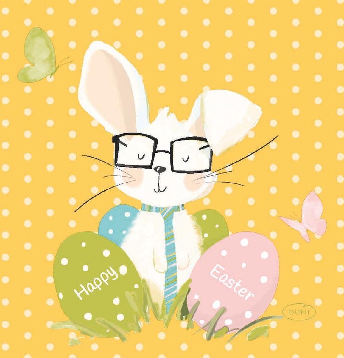 Duni Servetten Bunny 24 X 24 Cm Papier Geel 20 Stuks