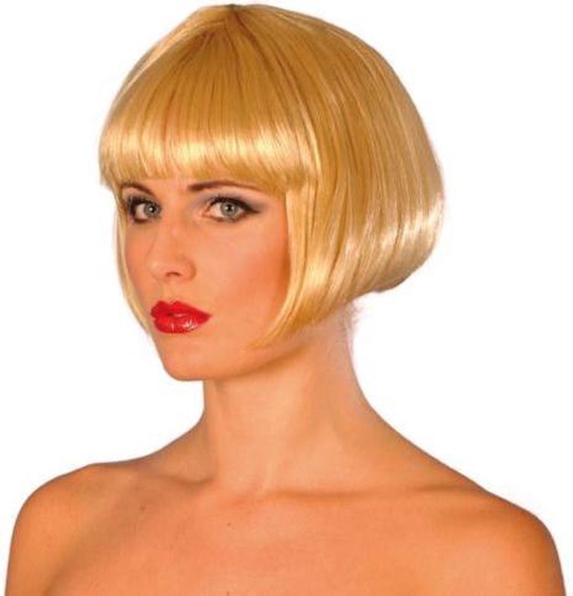 Blonde korte pruik met pony