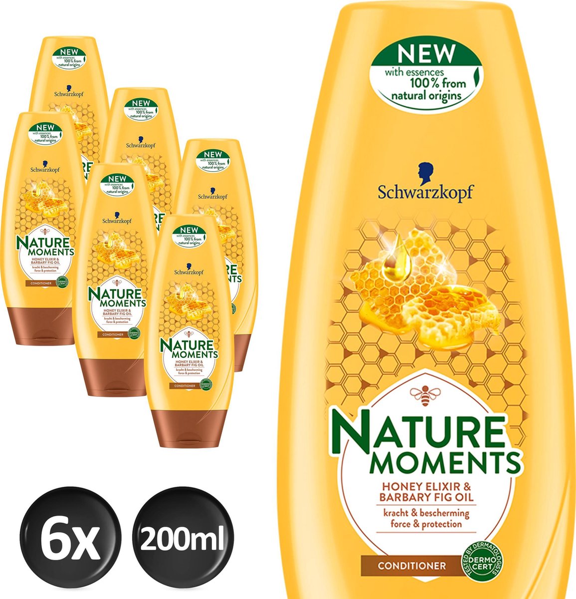 Schwarzkopf  Nature Moments Honey Elixer Conditioner 200 ml - 6 stuks - Voordeelverpakking