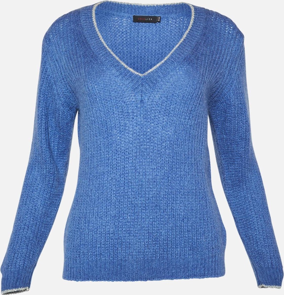Trui met lurex V-hals - Blauw