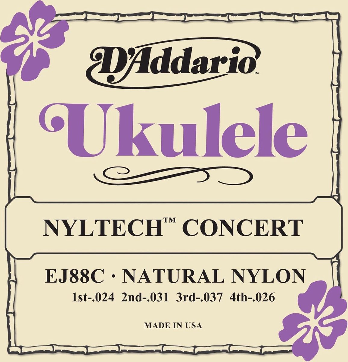 Ukulele snaren EJ88C Concert Nyltech 24-31-37-26
