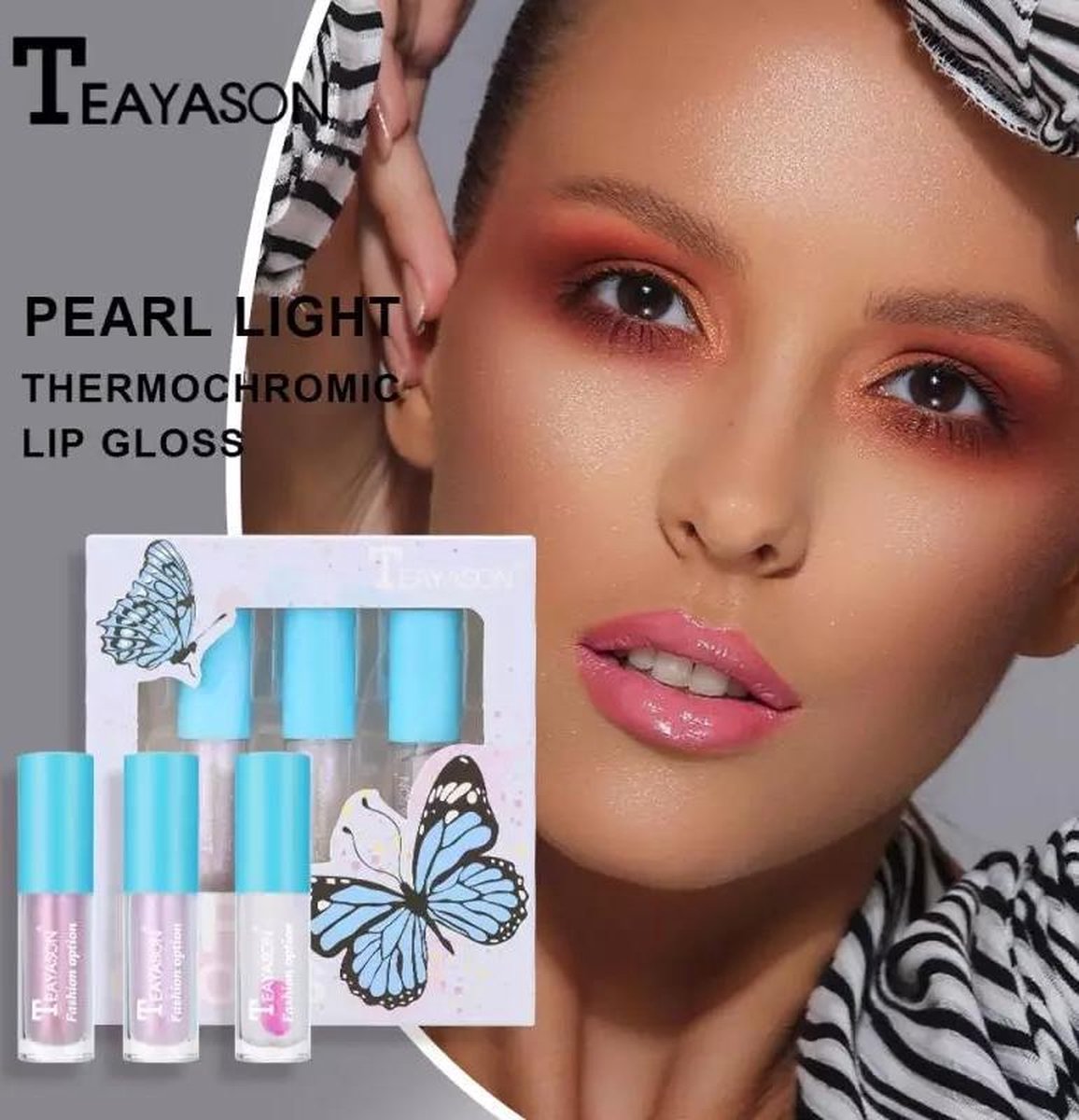 Teayason Thermochromic Lipgloss - Set van 3 tinten - Thermische lipgloss - Holografisch - Giftset - Geschenkset