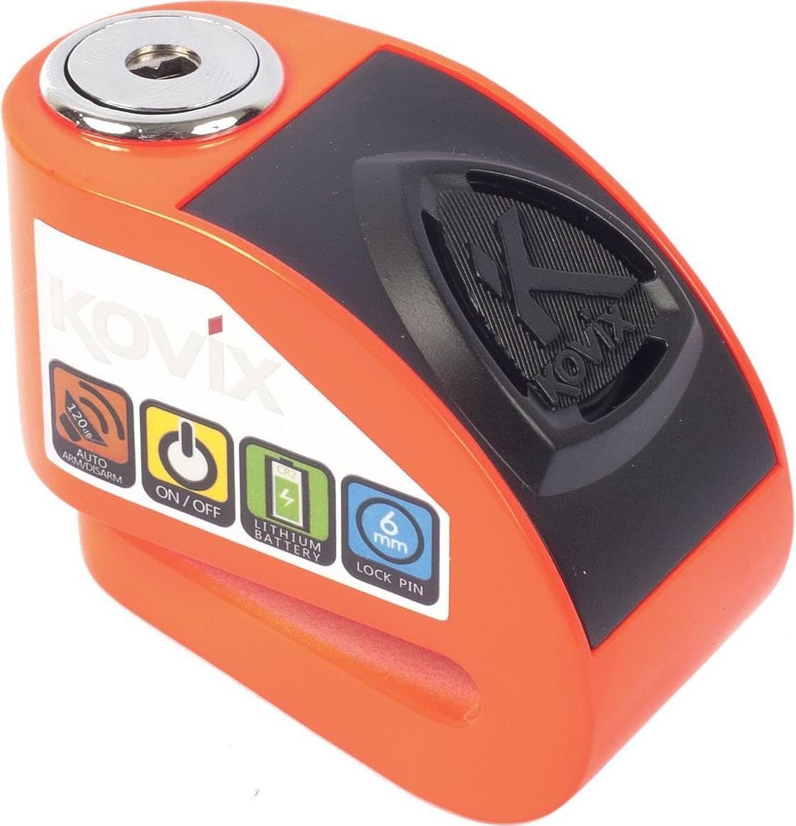 Kovix KD6 Motor Scooter E-Bike Remschijf Slot met 120db Alarm Fluo Orange