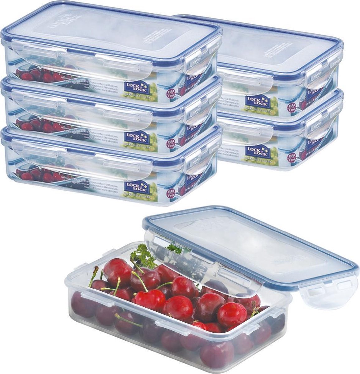 Lock&Lock Meal prep bakjes | Vershoudbakjes | Bewaardozen voedsel – Set van 6 stuks – 800 ml - Transparant