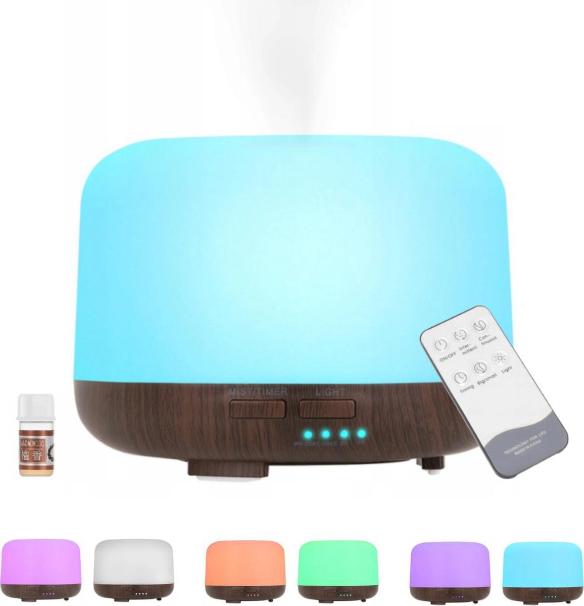 Aroma Diffuser - Luchtbevochtiger - Humidifier - Luchtbevochtiger met aromatherapie - Moodlight - Afstandsbediening