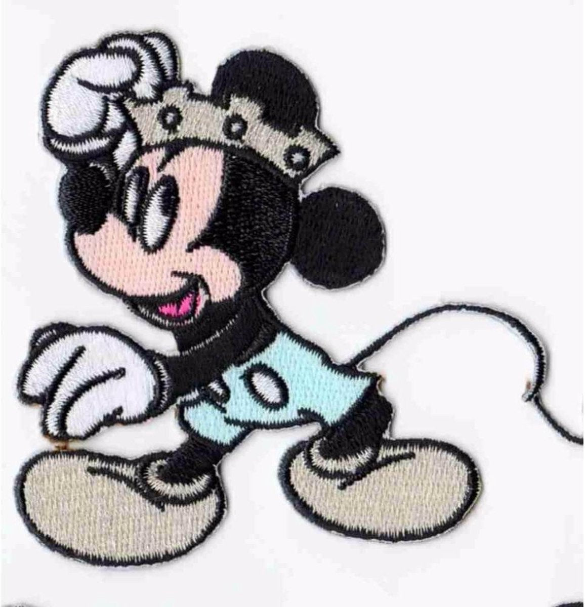 HKM APPLICATIE MICKEY MOUSE MET KROON OPSTRIJKBAAR 78X80MM - 5 STUKS.