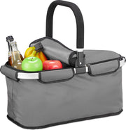 relaxdays boodschappenmand - inklapbaar - picknickmand - 25 l - boodschappentas - mandje grijs