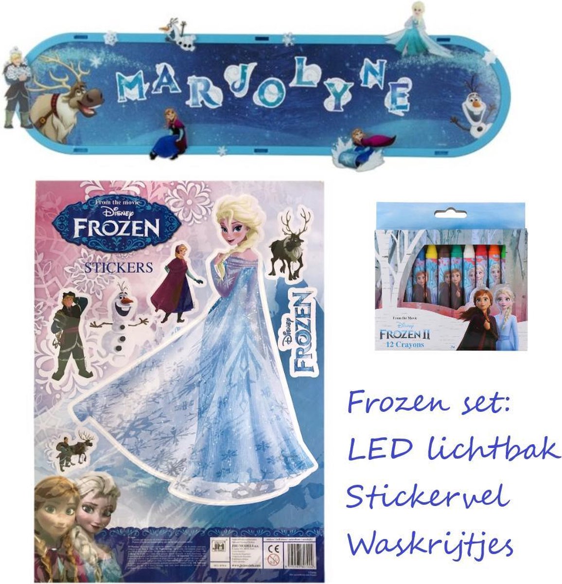 Frozen Vakantiepakket: LED Display | XL Stickervel | 12 Waskrijtjes