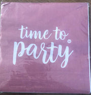 Servetten 2 kanten tekst time to party - hip hip hooray 20 stuks 17 cm lang 17 cm hoog