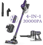 Handstofzuiger -Snoerloze Stofzuiger-Steelstofzuigers- Stofzuiger - vloerstofzuiger - draadloze stofzuiger - draadloze accu voor dierenhaar - Tapijt -20 kpa -4 in 1 Li-Ion accu A10-pro
