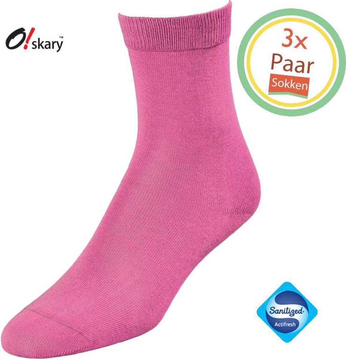 Sokken Dames | 3 Paar Damessokken roze | Roze damessokken | Anti-bacterieel door Zwitserse Sanitized® | Maat 36-38