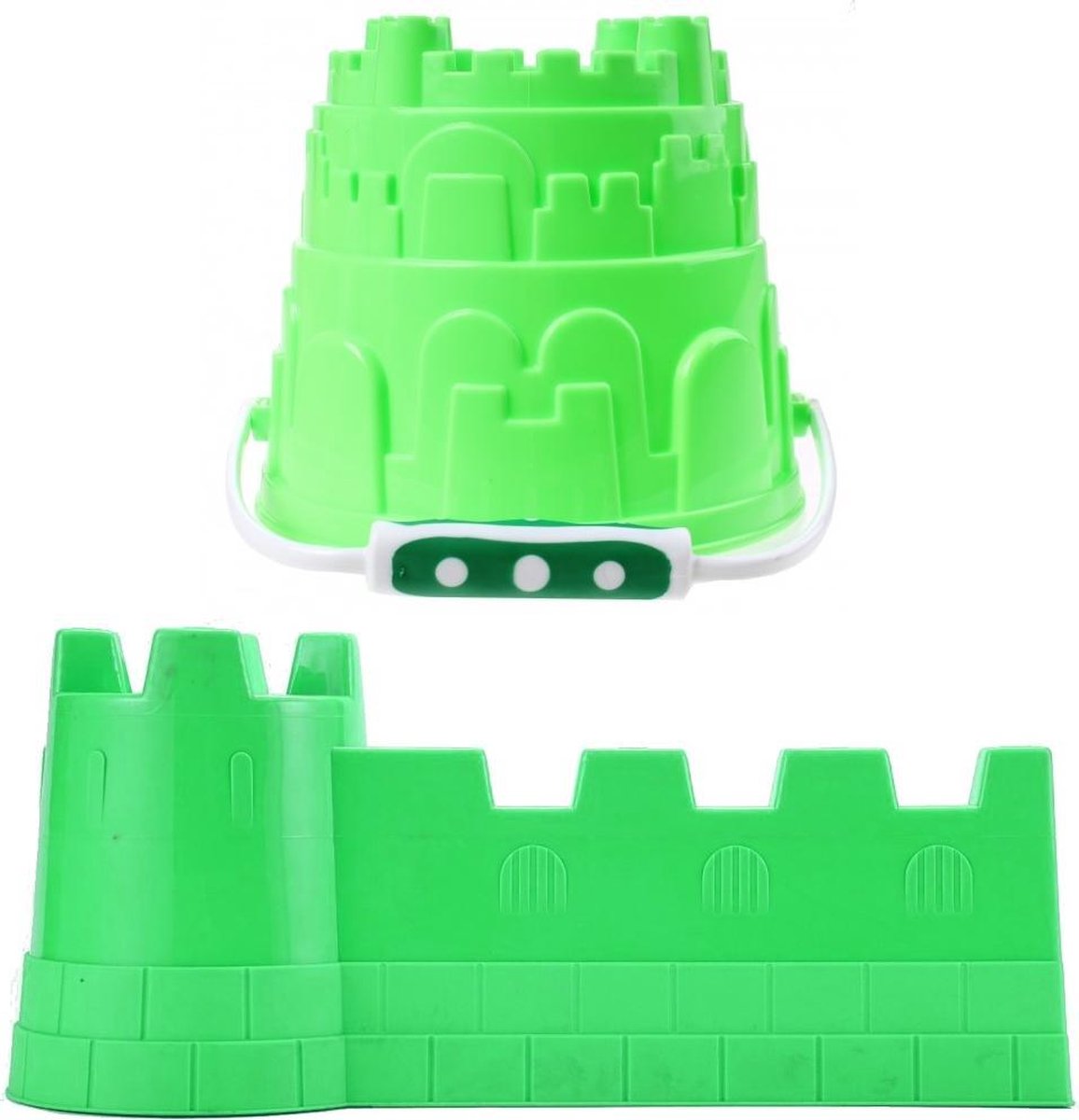 Zandkasteel emmer 13x17 cm + Zandkasteel muur  40 x 19 cm groen