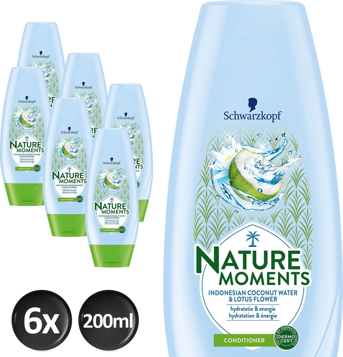 Schwarzkopf  Nature Moments Coconut Water Conditioner - 200 ml - 6 stuks
