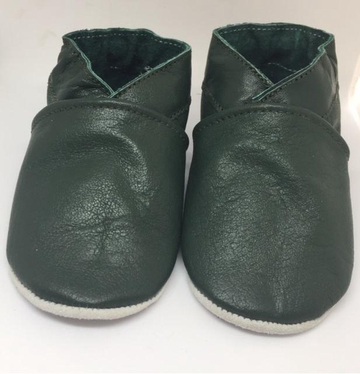 Leren baby sloffen – groen maat L