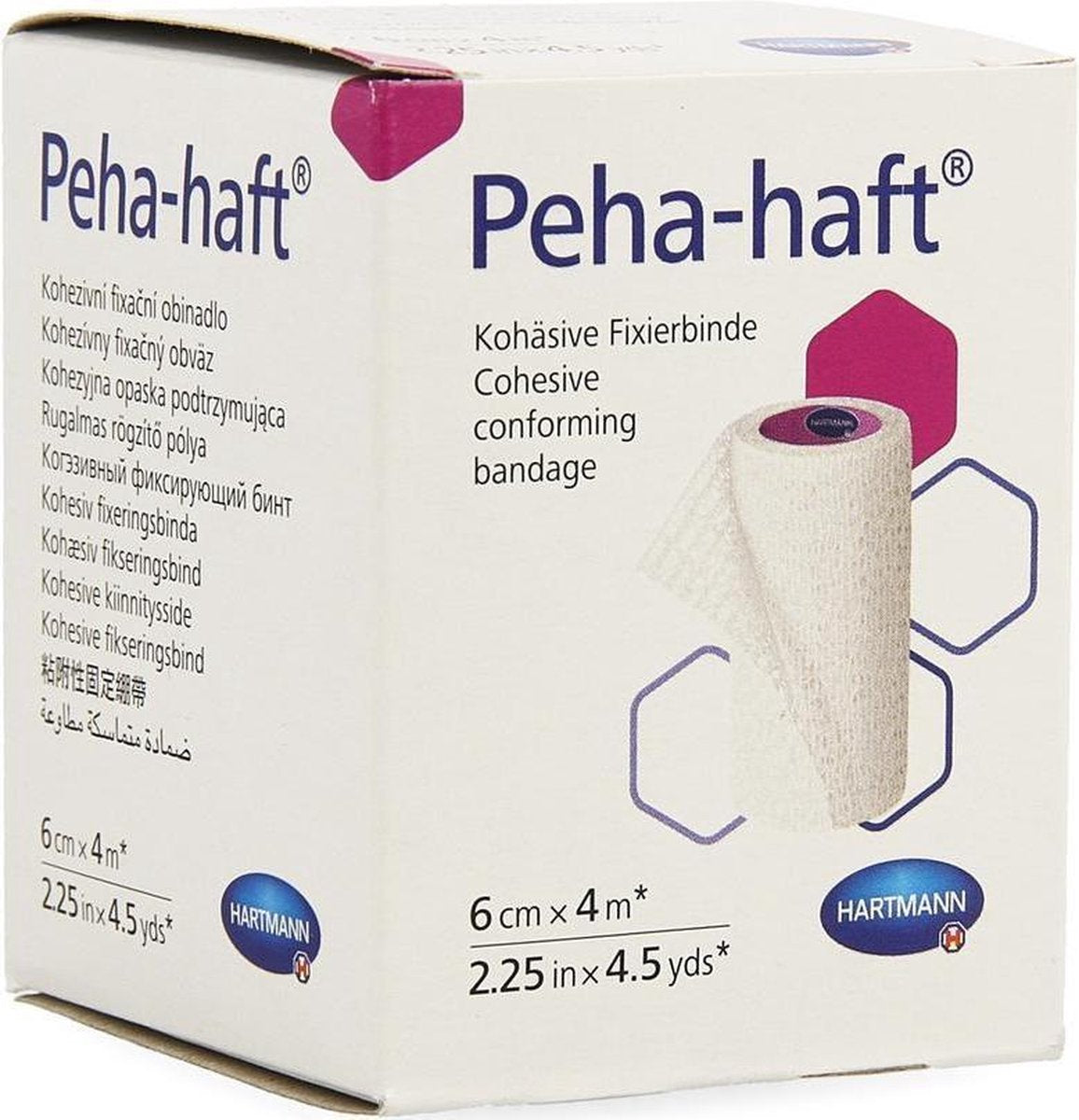 Peha-haft color latexvrije fixatiezwachtel. wit  6 cm x 4 meter