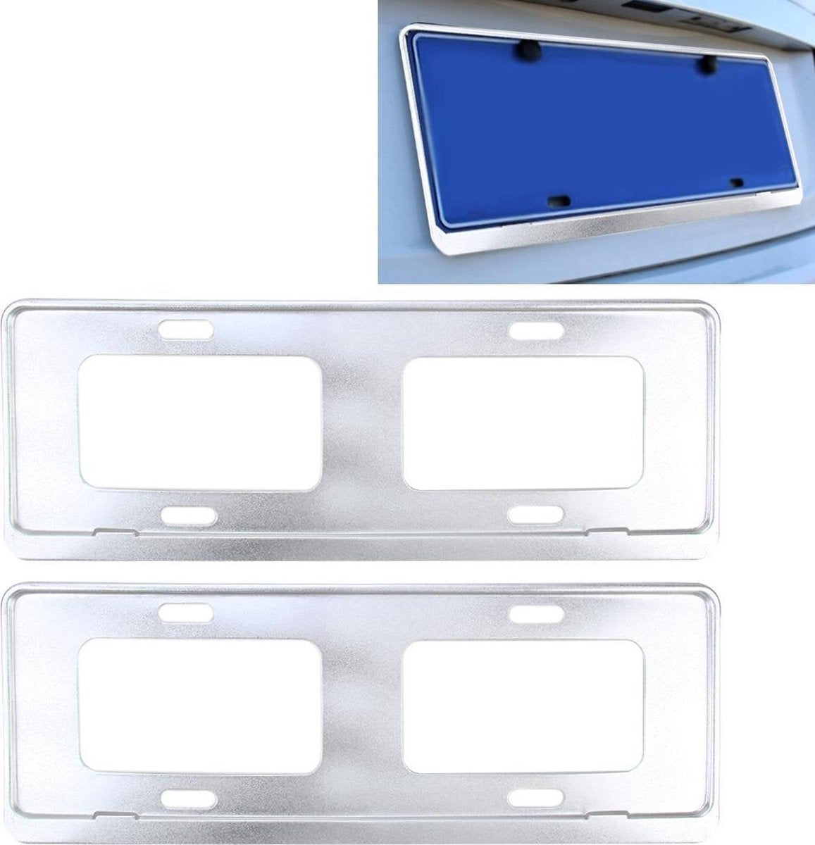 2 STUKS Auto Kenteken Frames Roestvrij staal Kenteken Frame (Wit)