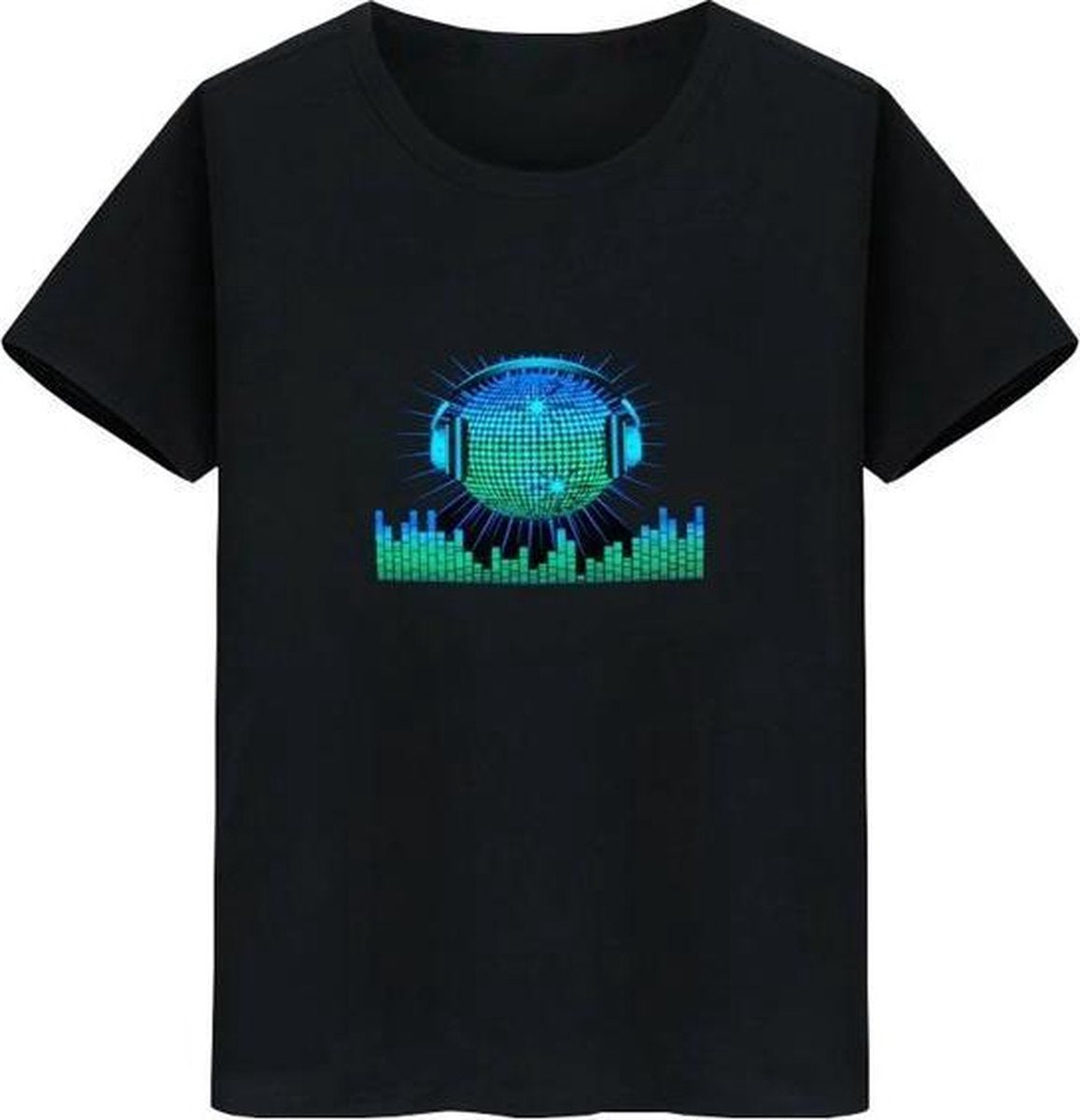 LED T-shirt Equalizer - Zwart - Koptelefoon Bal - Maat XL