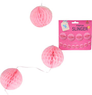 Pompom slinger roze 8 stuks 10 cm rond ca 2.5 meter