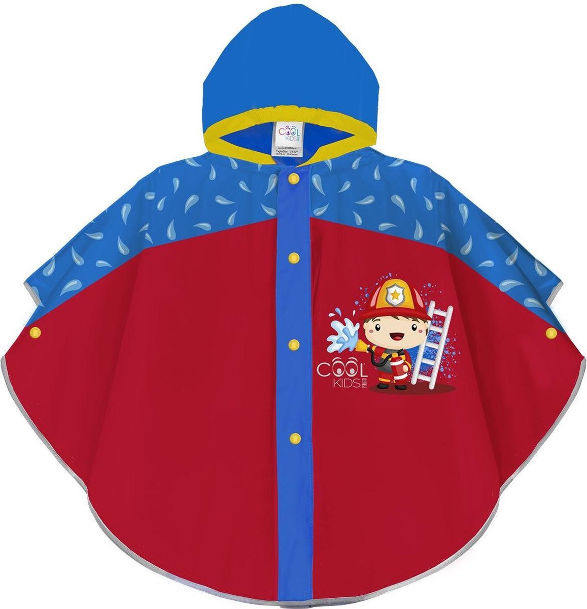 Perletti Poncho Brandweer Jongens Eva Rood/blauw One-size