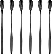 House of Husk™ - Lange Theelepel Set - 17CM  - Zwart - Longdrinklepel - Sorbetlepel - Latte Macchiato Lepel - Koffielepel - RVS - 6 Stuks