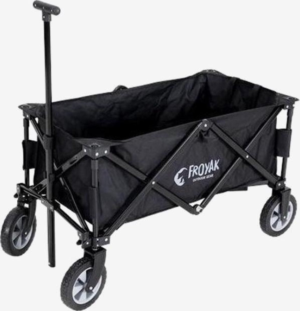 Froyak Opvouwbare Bolderkar Wagen + Draagtas - Zwart Limited Black Edition!! Metaal - Kunststof - Zwart - 75 kg Draagvermogen - Picknicken - Strand - Camping - Pretpark - Kamperen - Kinderen - Inclusief verzendkosten!