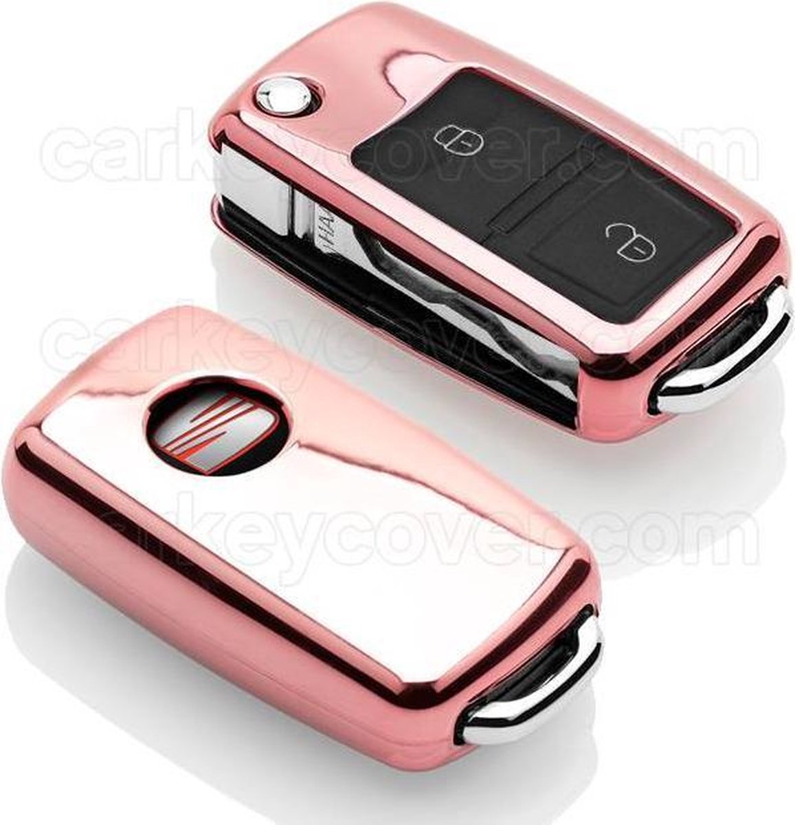 Seat SleutelCover - Rose Goud / TPU sleutelhoesje / beschermhoesje autosleutel