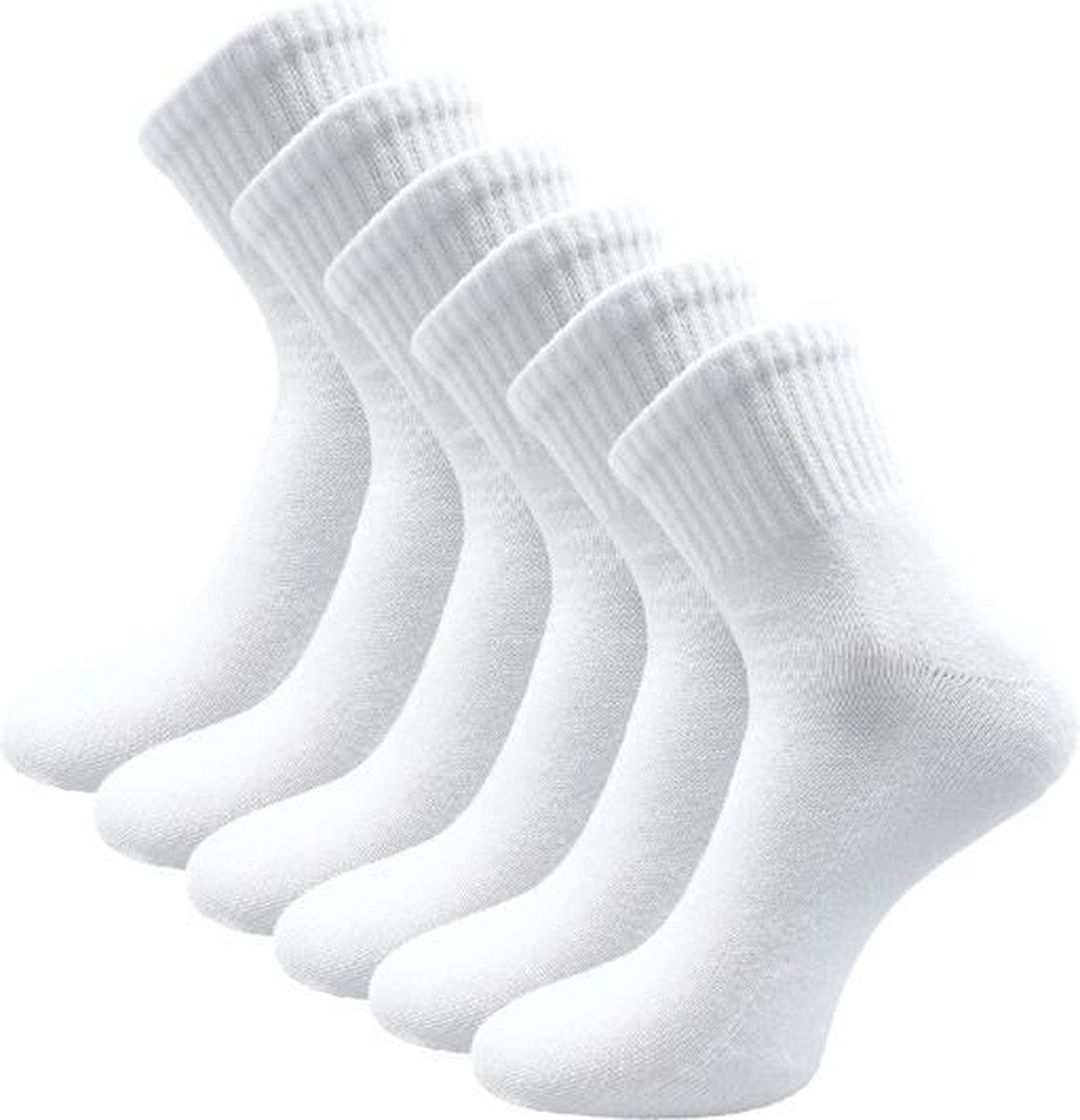 6 paar Badstof Quarter Sneakersokken - SQOTTON - Wit - Maat 35-38