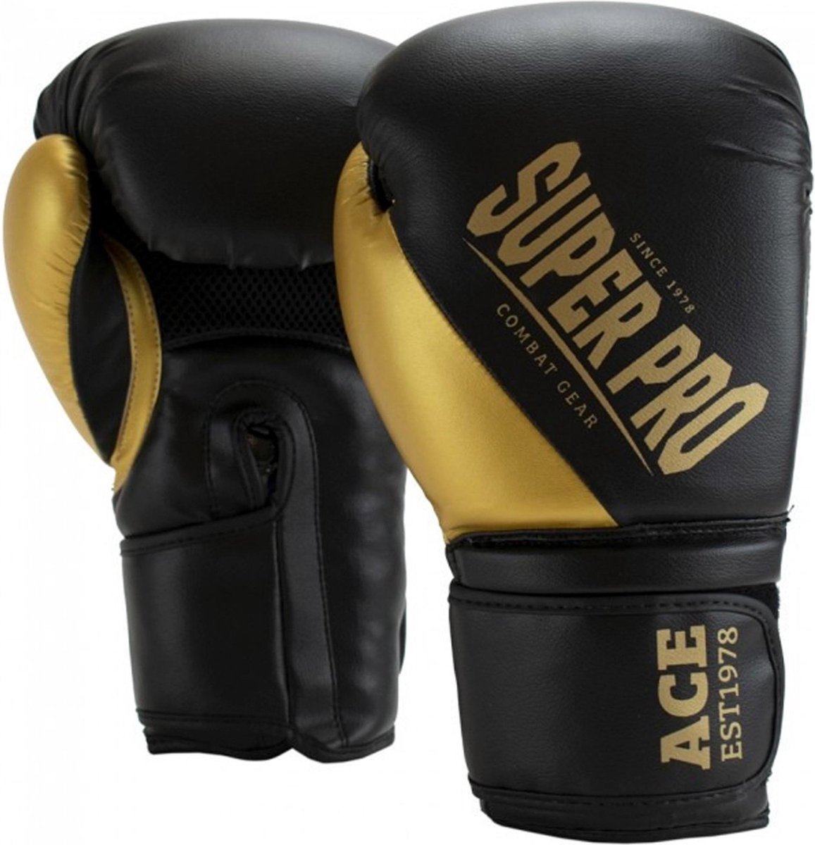 Super Pro Combat Gear ACE (kick)bokshandschoenen Zwart-Goud - 8 oz