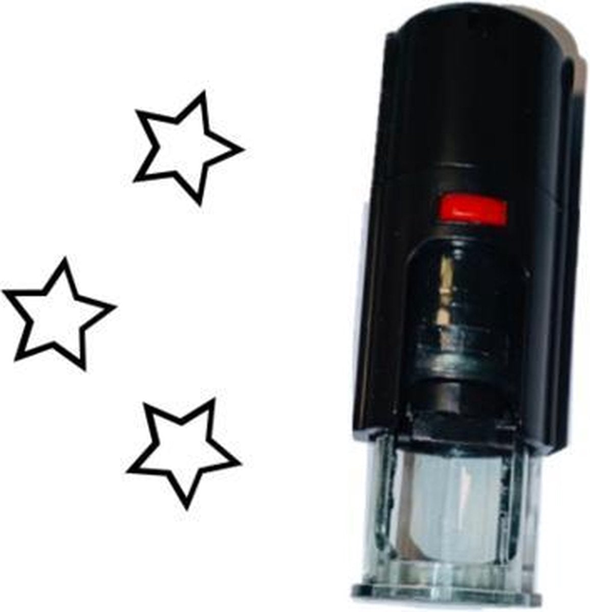 Stempel of Stempeltje van een open Sterretje met 10mm rond met zwarte inkt