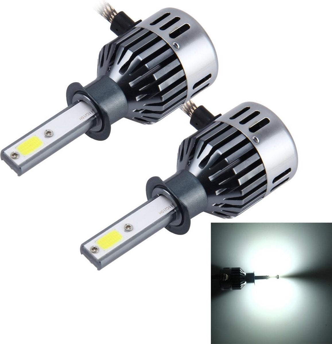 2 STKS H1 32W 2800 LM 6000K Auto Auto LED-koplamp met 2 COB LED-lampen en stofdichte hoes