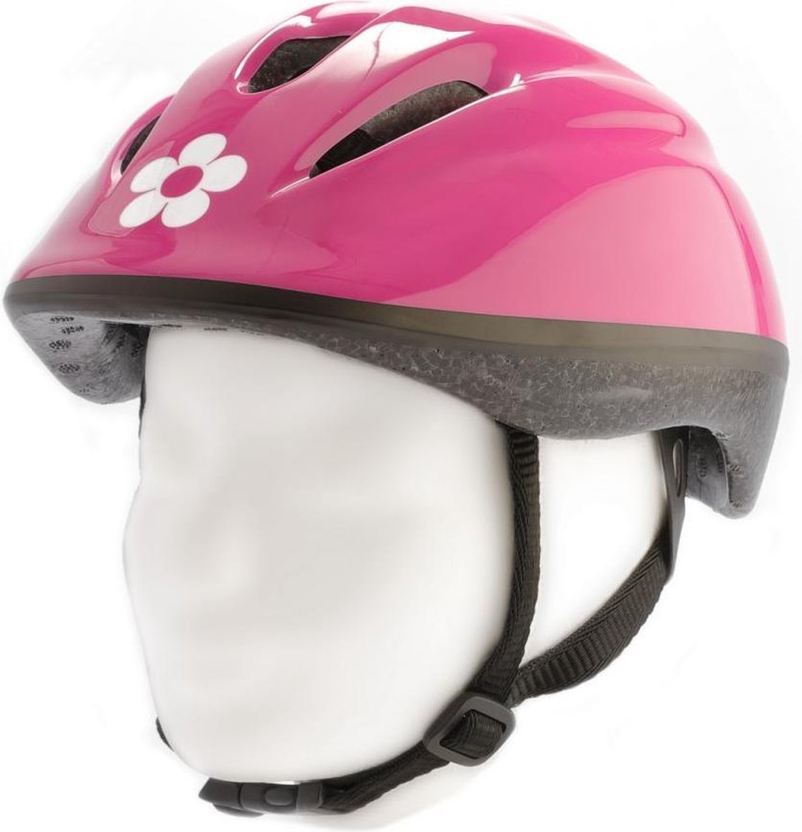 Kinderfietshelm PexKids Race 'Witte bloemen' - roze (52-56 cm)