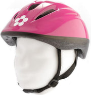 Kinderfietshelm PexKids Race 'Witte bloemen' - roze (52-56 cm)