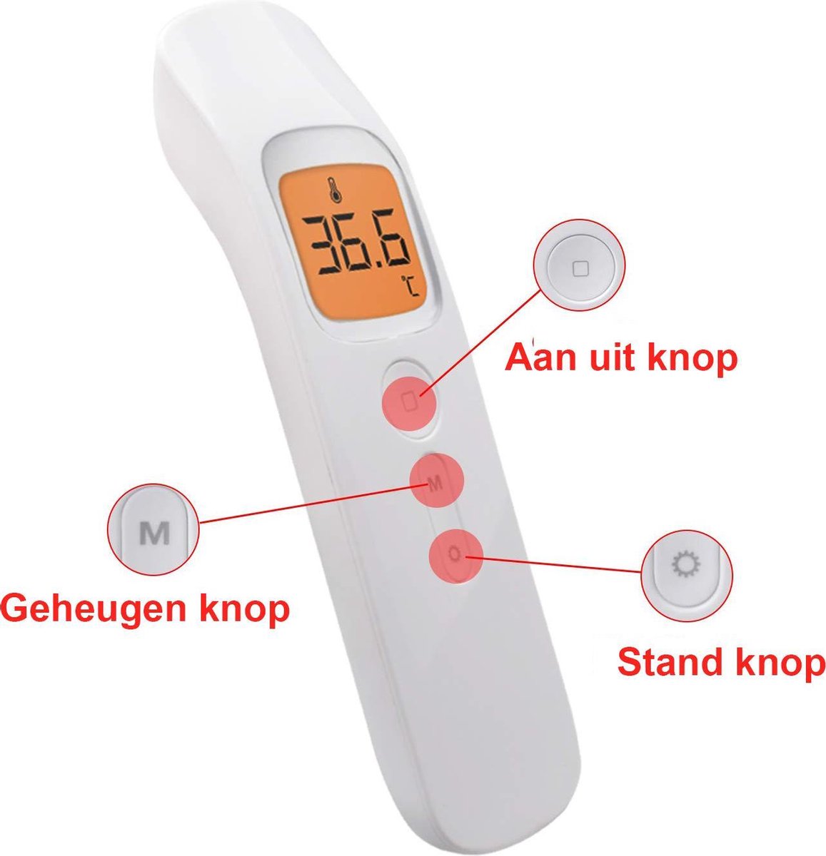 Profesioneel Infarood thermometer - Hoge Nauwkeurigheid - Baby/Kinderen/Volwassenen – Contactloos – Digitaal thermometer – Voorhoofd thermometer - Infrarood – Koorts - Medisch