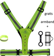 Vastu Reflecterend LED Y Harnas - Veiligheidsvest - Batterij - 1 Maat  - Outdoor - Dagwandelverlichting - LED Sportvest - Zichtbaarheid - Hond Uitlaten - Joggen - Paardrijden - Kamperen - Gratis Reflector Armband