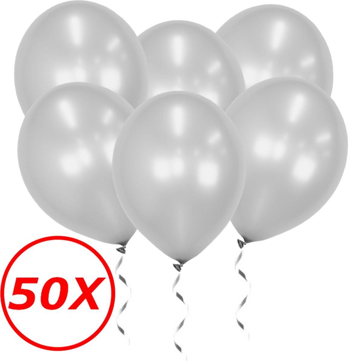 Zilveren Ballonnen Feestversiering Verjaardag 50st Metallic Zilver Ballon