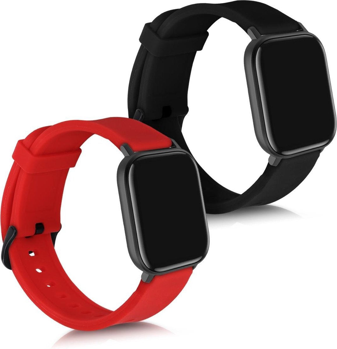 kwmobile 2x horlogeband voor Huami Amazfit GTS / GTS 2 / GTS 2e - siliconen band voor fitnesstracker - zwart / rood