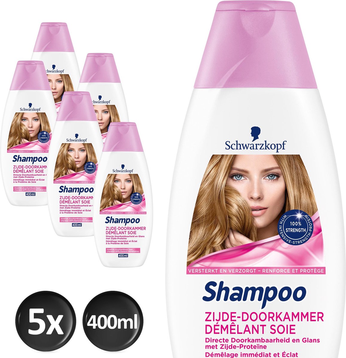 Schwarzkopf Shampoo Zijde Doorkammer Voordeelverpakking - 5 x 400ml