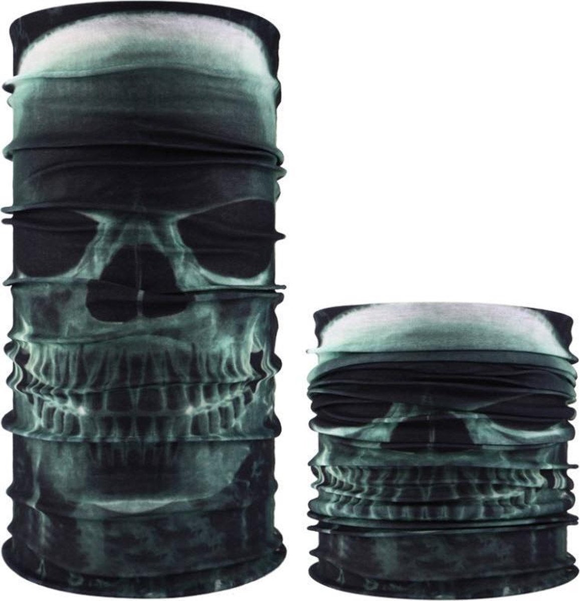 Fako Fashion® - Microfiber Faceshield - Bandana - Nekwarmer - Sjaal - Skull Groen