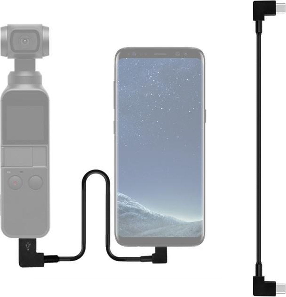 Sunnylife 30cm USB-C / Type-C naar USB-C / Type-C Connector datakabel omzetten voor DJI OSMO Pocket (zwart)