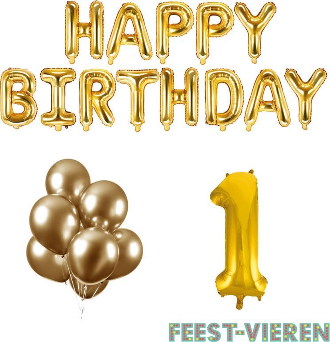 1 jaar Verjaardag Versiering Ballon Pakket Goud