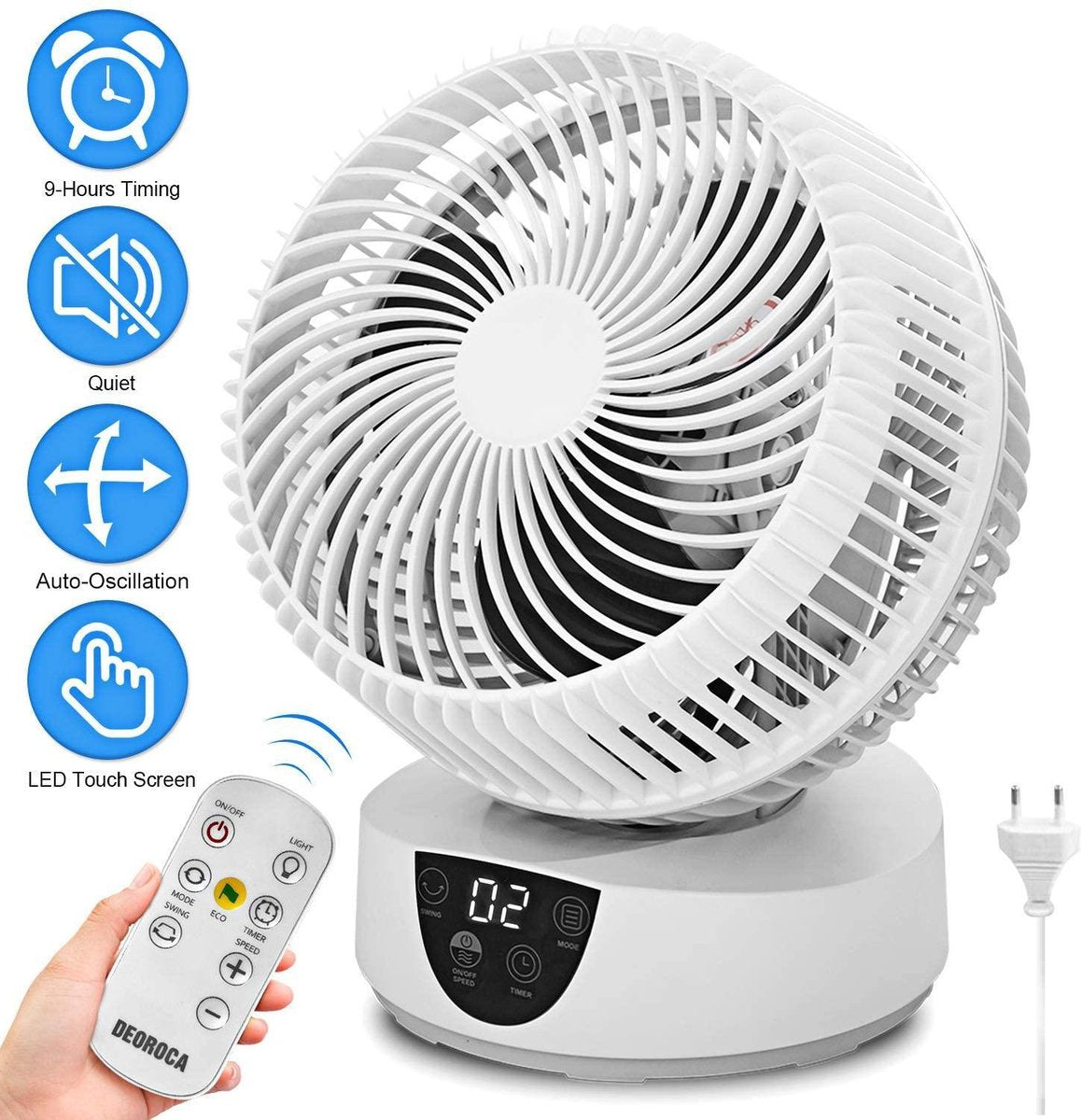 Ventilator | Tafelventilator | Ventilator Stil | 4 Modus | Afstandsbediening | Touchscreen | Timer Functie | Wit