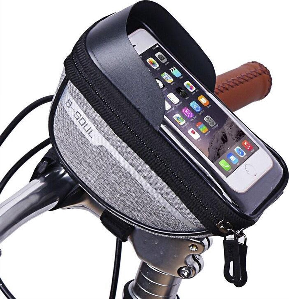 Stuurtas voor Smartphone - Telefoonhouder Fiets - Universele Fietstas - Extra Opbergruimte - Powerbank | Grijs