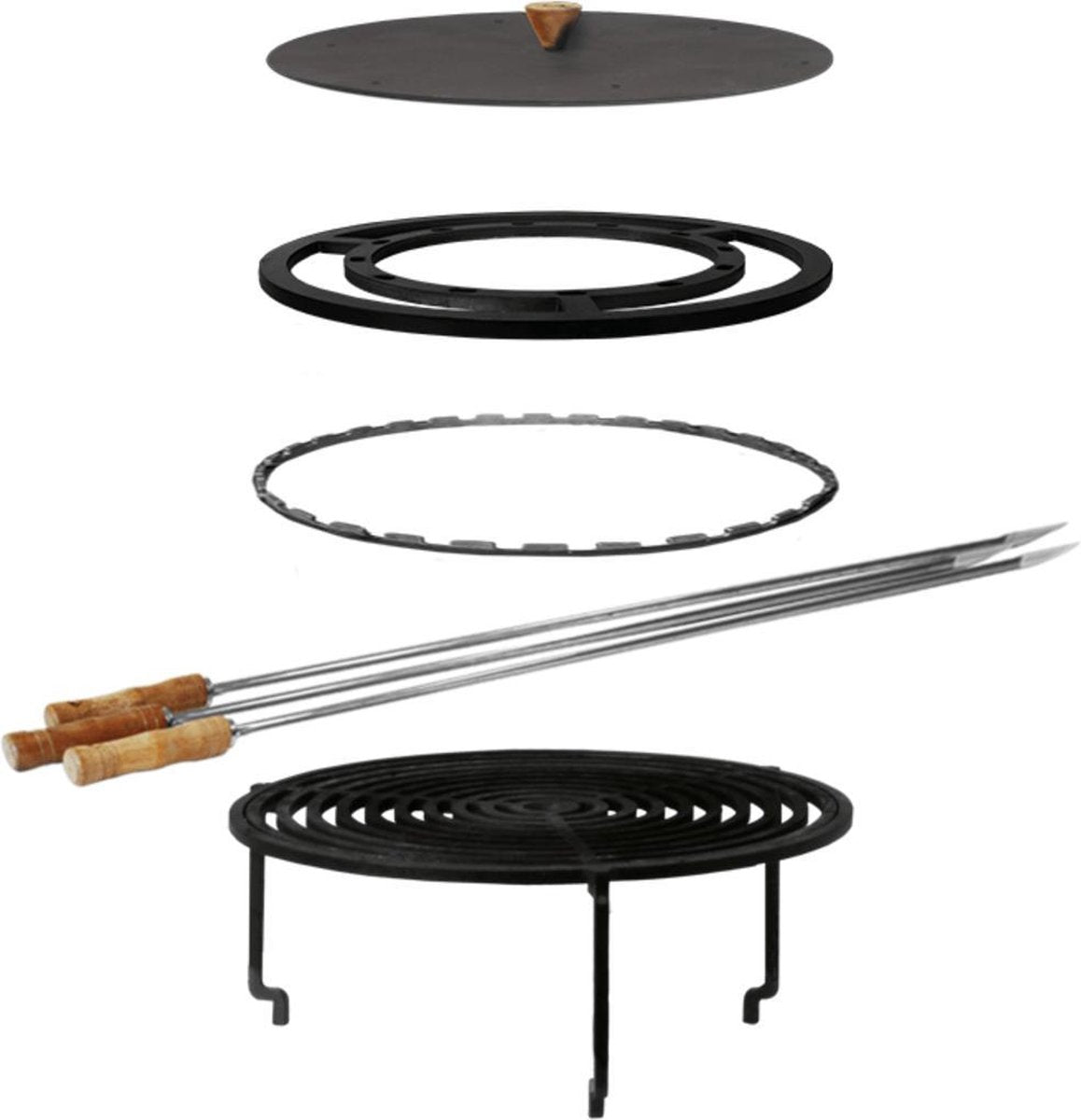 OFYR XL Grill Accessoires set PRO (6-delig) - Grillrooster - Spiezenring - Doofdeksel - Spiezen