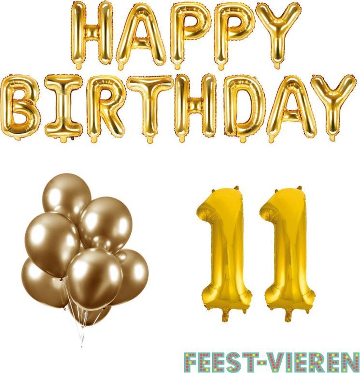 11 jaar Verjaardag Versiering Ballon Pakket Goud