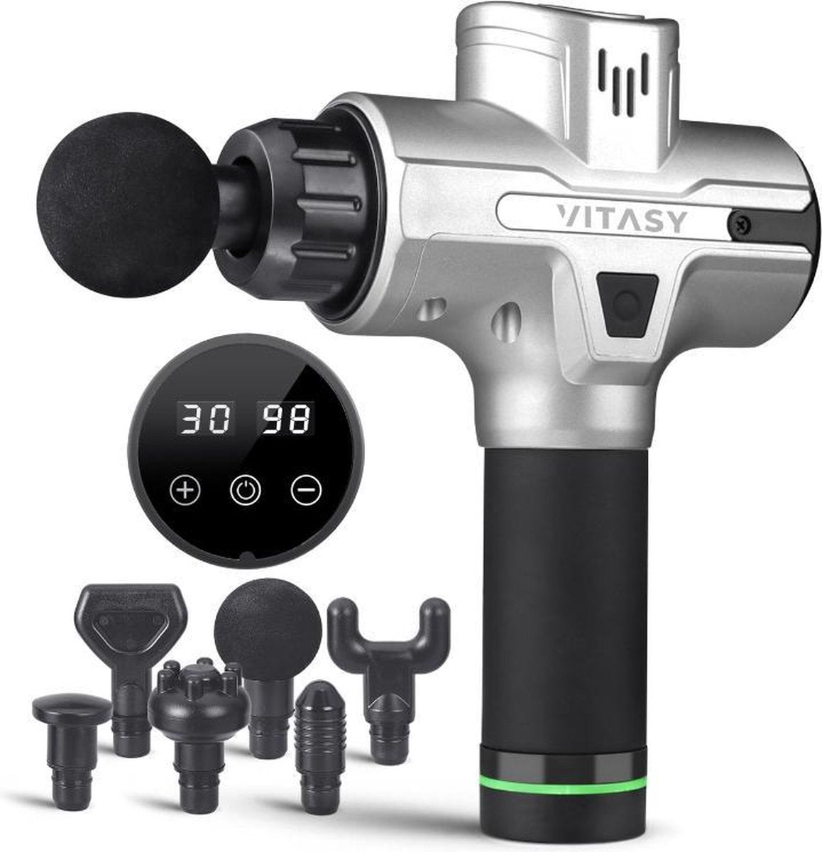 Vitasy® Pro Massage Gun - 36 verschillende opzetstukken - Zilver