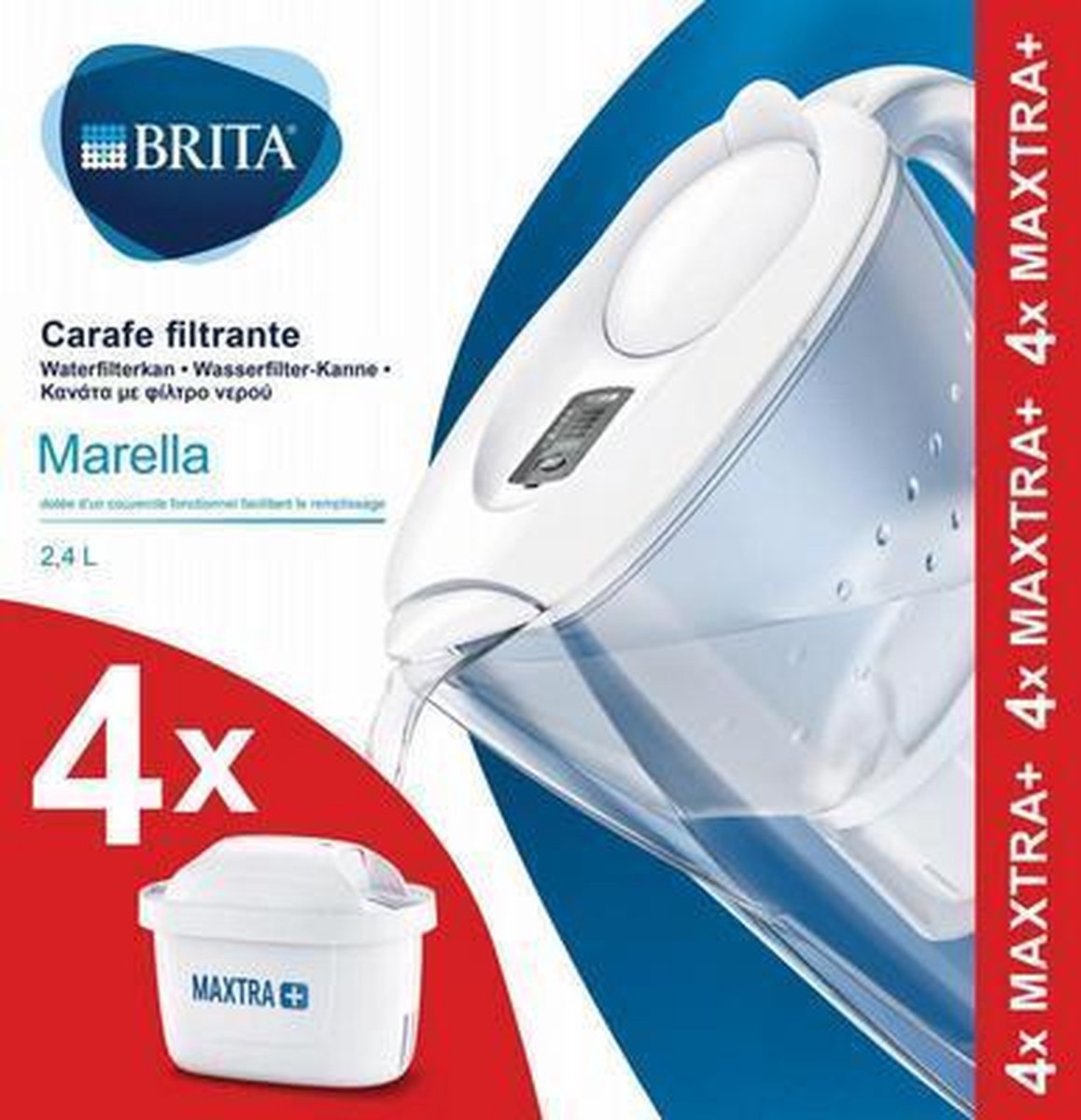 Brita Waterfilterbundel Marella cool white + 4 filterpat 1 set