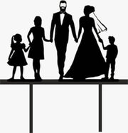 Taart Topper bruiloft / man / vrouw / 2 meisjes / jongentje / taarttopper gezin / huwelijk / trouwen