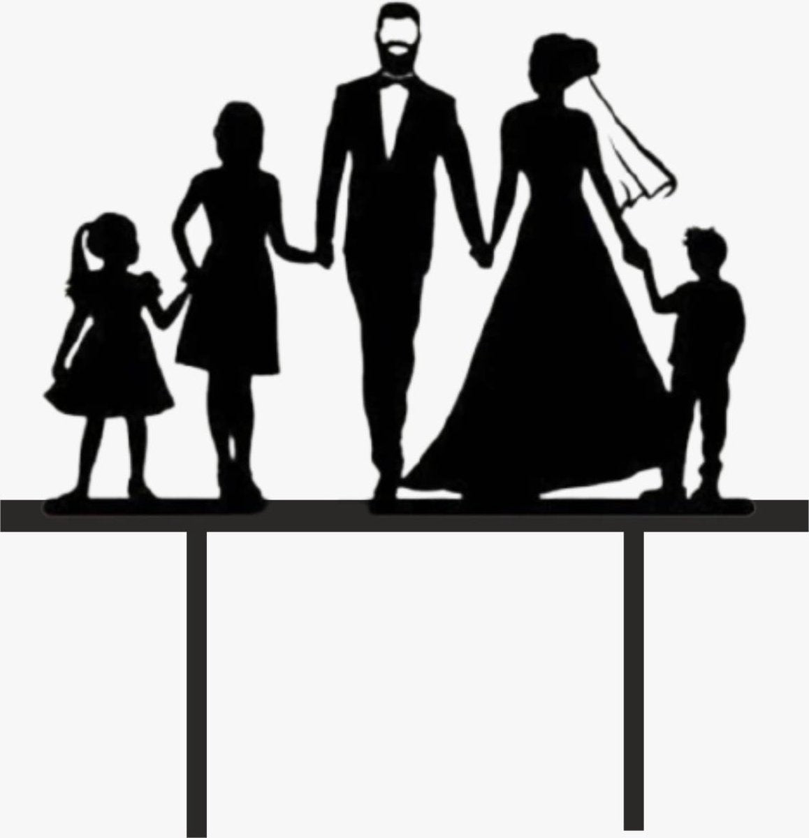 Taart Topper bruiloft / man / vrouw / 2 meisjes / jongentje / taarttopper gezin / huwelijk / trouwen